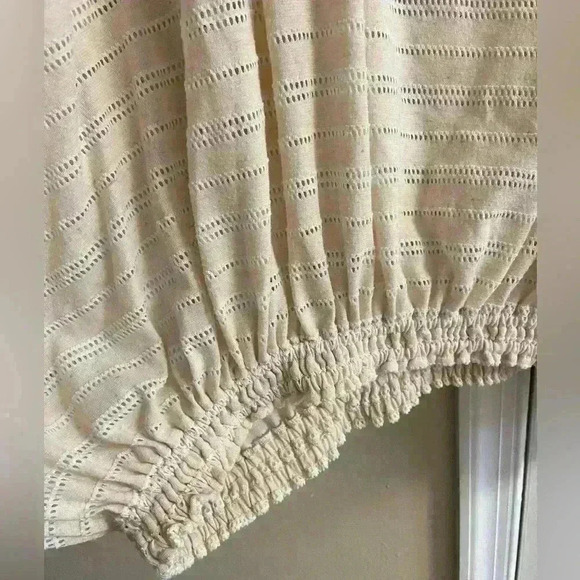 Free People Azalea Eyelet Blouse Large Slouchy Crochet Elastic Waist - Picture 6 of 10